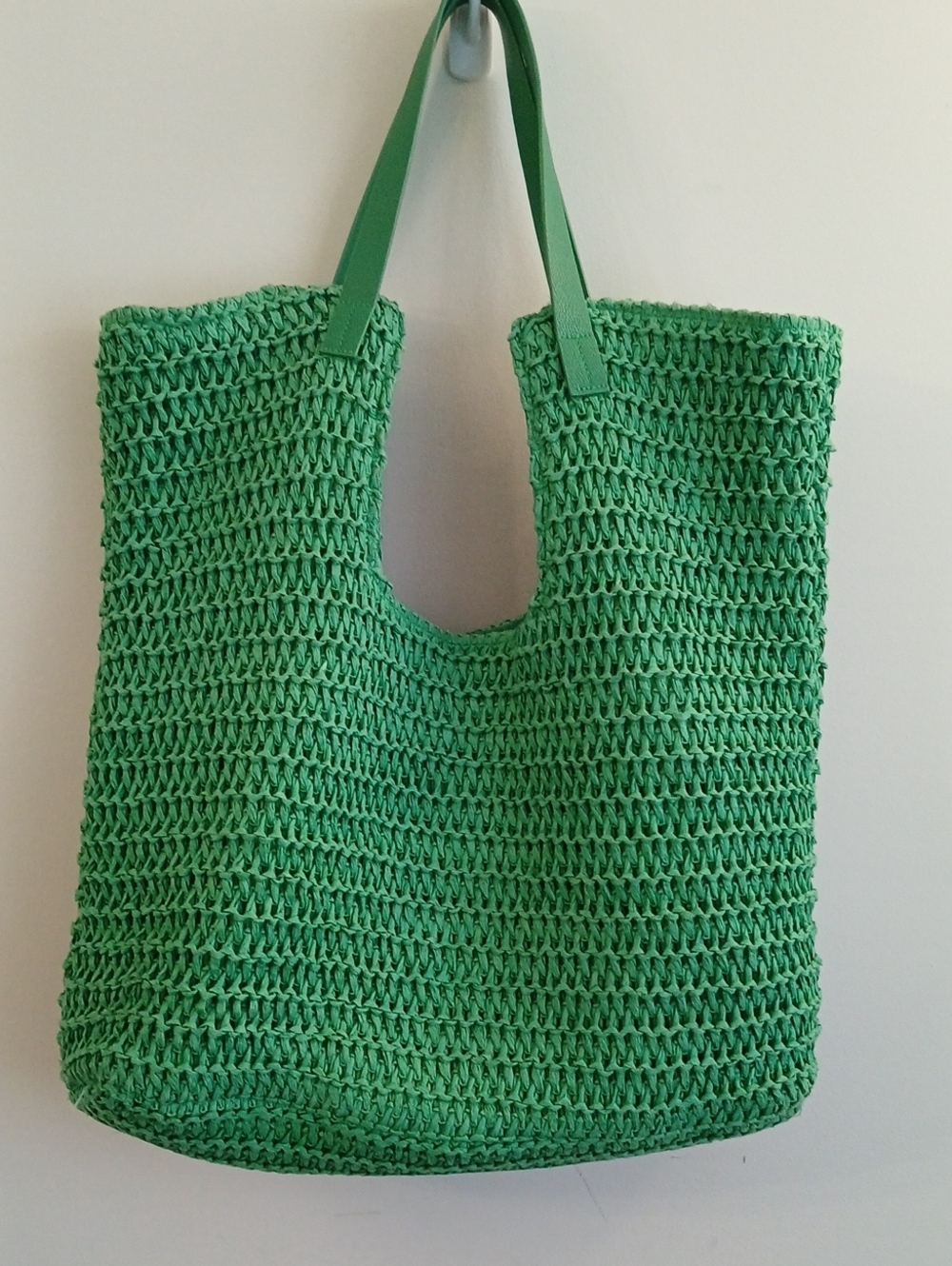 H&M Green Straw Woven Tote Bag